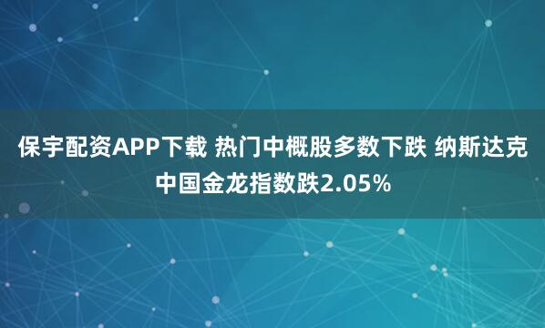保宇配资APP下载 热门中概股多数下跌 纳斯达克中国金龙指数跌2.05%